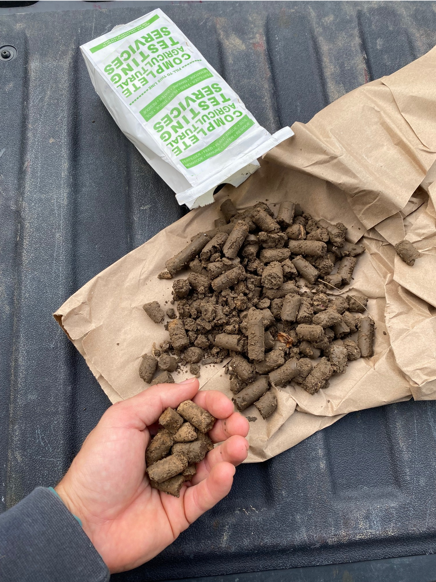 Soil Sampling in a soybean field before wheat planting.